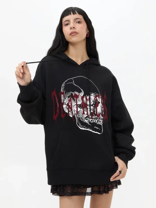 102251051110328-1 Sudadera Estampada Calavera Negra