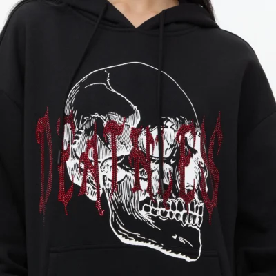 102251051110328-3 Sudadera Estampada Calavera Negra
