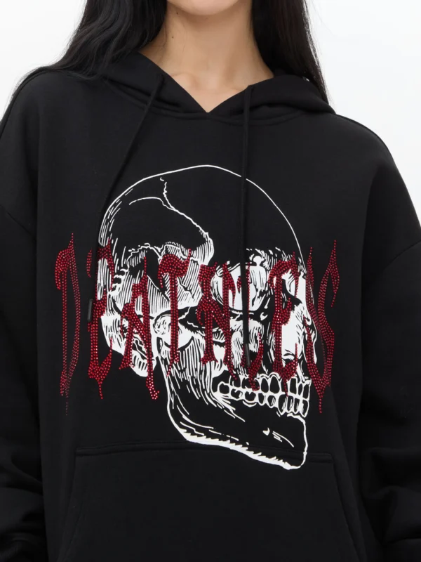 102251051110328-3 Sudadera Estampada Calavera Negra