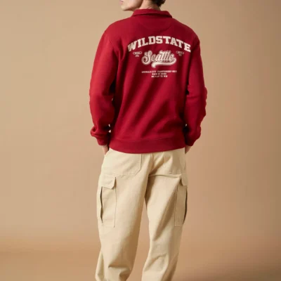 Sudadera Rugby Estampado Wild State Roja
