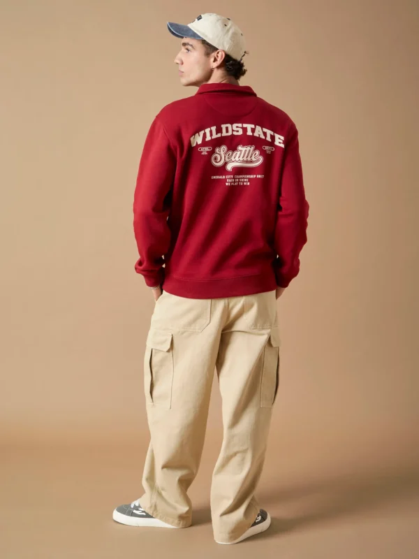 Sudadera Rugby Estampado Wild State Roja
