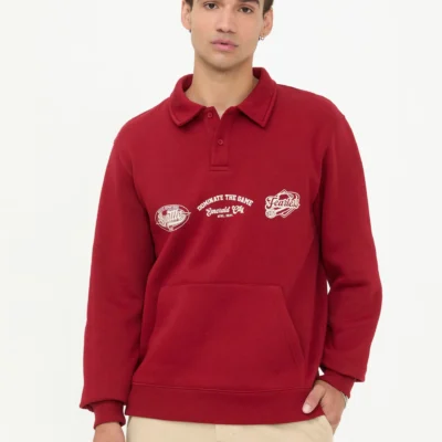Sudadera Rugby Estampado Wild State Roja