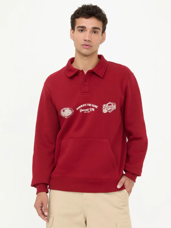 Sudadera Rugby Estampado Wild State Roja