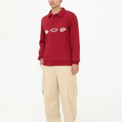 Sudadera Rugby Estampado Wild State Roja