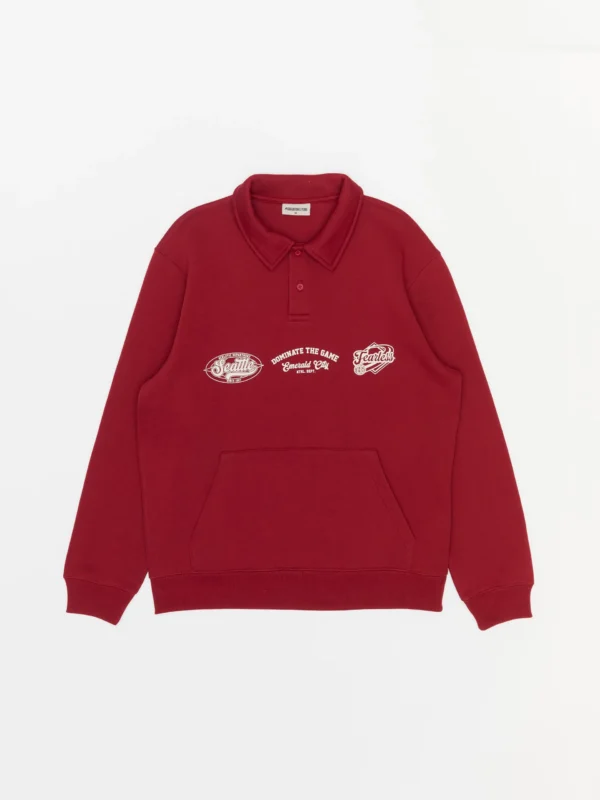 Sudadera Rugby Estampado Wild State Roja
