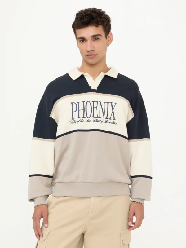 206251151110580-3 Sudadera Rugby Bloque y Bordado Phoenix Gris